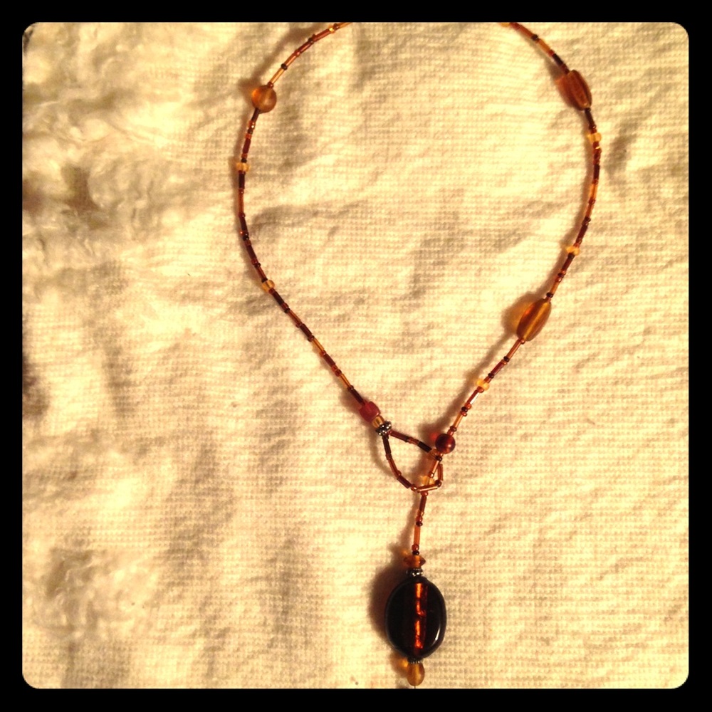 Brown & Clear Beaded Necklace
